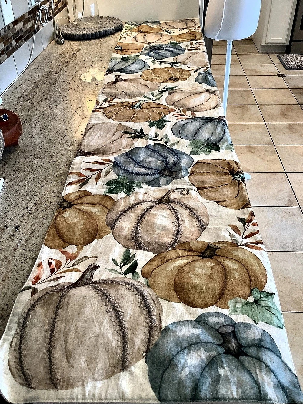 Shabby Chic Pumpkin Fall Table Runner Cotton